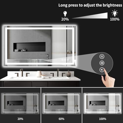 36"x48" LED Bathroom Mirror with Lights, Dimmable, Anti-Fog, Lighted Bathroom Vanity Mirror for Wall, Backlit + Front Lit, Memory Function, Shatter-Proof, Tempered Glass - Image 5