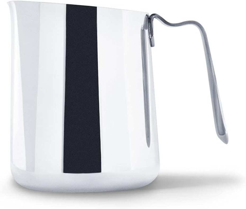 Fellow Eddy Jarra para espumar leche de 18 oz, boquilla estriada para Latte Art | Jarra humeante de acero inoxidable 18/8, cuerpo cónico para microespuma sedosa, pulida, jarra de leche barista para capuchino