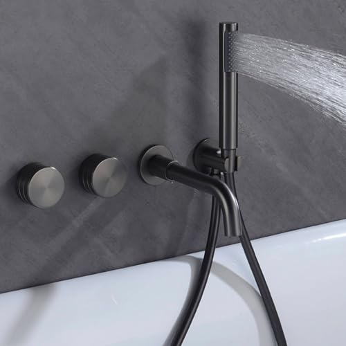 Mitigeur de baignoire avec douche noir double levier et flexible universel