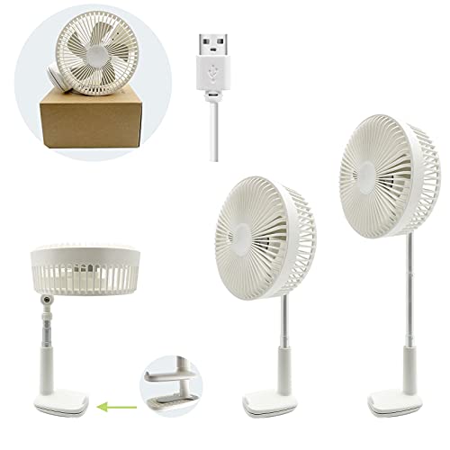 SoulBay Ventilador de pie, ventilador de mesa, 2000 mAh, batería USB, muy silencioso, 3 velocidades, regulable 360°, giratorio, silencioso, pequeño para dormitorio, cochecito, casa u oficina Cover