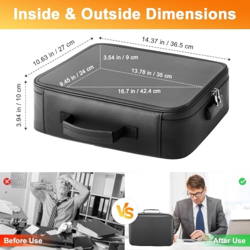 Image of Fireproof Waterproof Document Bag with Lock - Portable Waterproof Document Organizer for Important File - Fire Proof Travel Storage Case with Zipper for Laptop,Passport