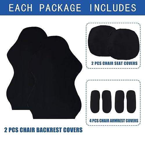 Image of SARAFLORA 2 Pack Gaming Chair Cover, Stretchable Computer Chair Slipcover, Removable for Armchair, Swivel, Gaming, Computer Boss Chair, Spandex, Black
