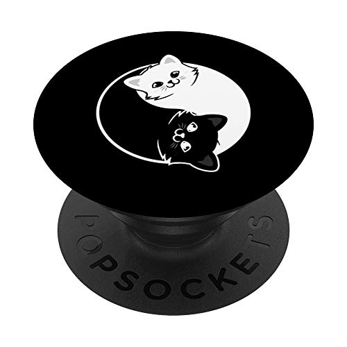 Yin e Yang Animale domestico Cat Nero Bianco Gatti Regalo PopSockets PopGrip: Impugnatura per Telefoni Cellulari e Tablet Intercambiabile