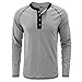 Men's Casual Button Down Long Sleeve Work Blouse Classic Round Neck Tee Tops 2026 Fall Solid Color Henley Shirts Gray