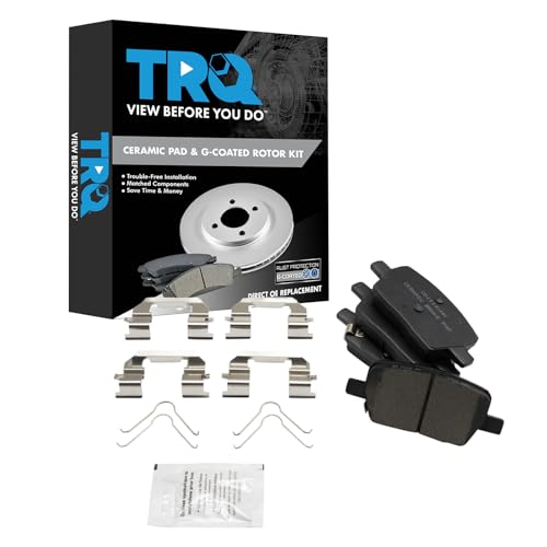 TRQ Rear Brake Pad and Rotor Set Ceramic Coated Vented Rotors Compatible with 2018-2021 Buick Enclave Chevrolet Traverse 2017-2021 GMC Acadia 2017-2021 Cadillac XT5 2020-2021 XT6 2019-2021 Blazer