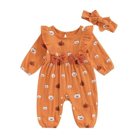 Geagodelia Baby Girl Halloween Pumpkin Romper Cover