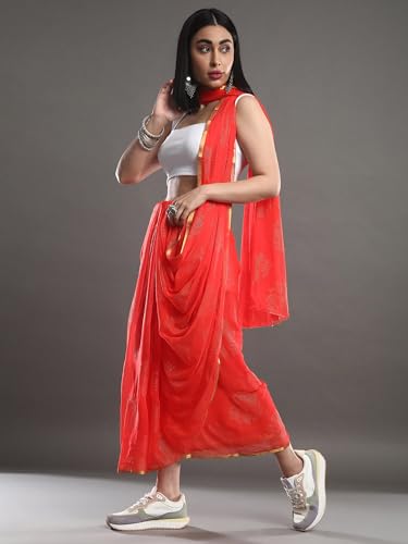 Image of AKHILAM Women's Chiffon Embellished Saree With Unstitched Blouse Piece(DOLY2604 SNK Parent)