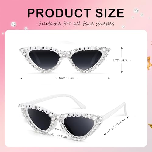 WantGor Birthday Glasses, Cat Eye Sunglasses White Glasses Birthday Party Gift Happy Birthday Accessories for Women4