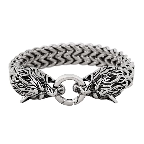 HAQUIL Stainless Steel Mesh Link Chain Bracelet, Goth Gothic Biker Fashion Statement Jewelry Gift for Men