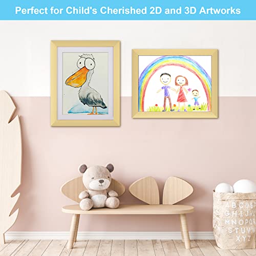 Image of [2Pack] Kids Art Frames, 11x14 Front Opening Kids Artwork Frames Changeable, Gold Artwork Display Storage Frame for Wall, Holds 50 Pcs, for 3D Picture, Crafts, Children Drawing, Hanging Art, Portfolio