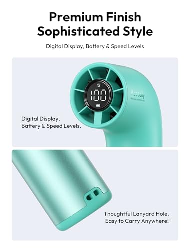 Image of Aecooly Portable Handheld Fan, Powerful Turbo Mini Fan, 19000 RPM High Speed Aero Ultra, 15H Max Cooling Time, 7 Speeds Aluminum Case, Pocket Rechargeable Personal Small Travel GIfts for Women-Green