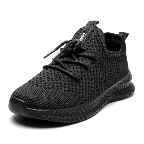 AZSDXS Boys & Girls Trainers Slip-On Kids Trainers Outdoor Sports Kids Shoes Running Tennis Sneakers Non Slip Athletic Shoes PE Trainers A Black