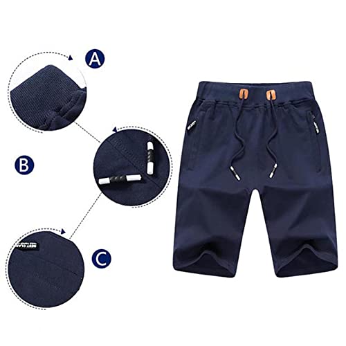Image of JustSun Men's Casual Sports Shorts with Elastic Waist and Zipper Pockets