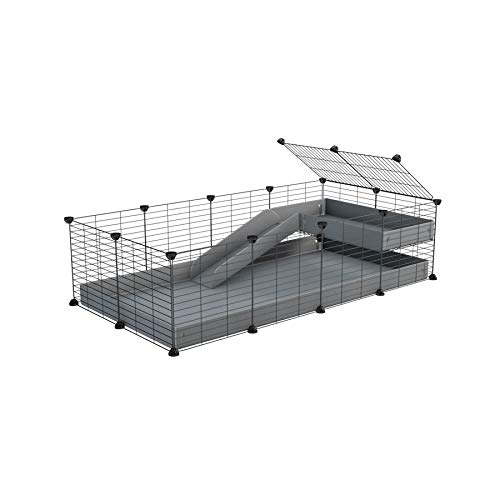 Buy C&C Cage for Guinea Pig 4x2 with Loft & Ramp by KAVEE Gray
