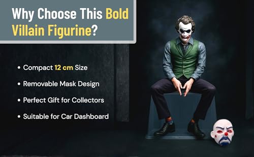 Image of 12 Cm Clown-Themed Villain Action Figure - Sitting Pose Figurine with Removable Mask, Multicolor Desk & Car Decoration -(1 Piece)