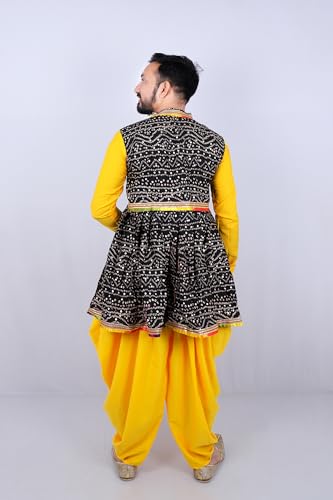 Image of Aglare Gujarati Kedia Dhoti Dress For Boys,kedia,Kurta set for boys small and adult,STITCHED Black