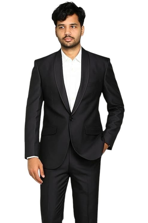 Men's Formal Black Tuxedo Suit, 2 Piece Slim Fit with Shawl Lapel (in, Numeric, 38, Blue)-picture-29