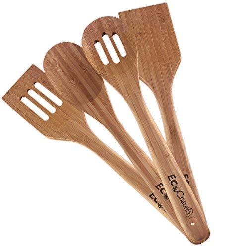 EcoCheph 4-Piece Eco-friendly Non Scratch Natural Bamboo Utensil Set