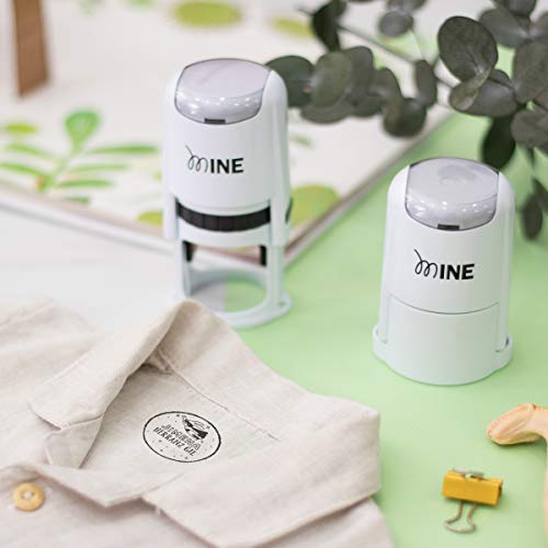 Stamp by Me | Sello Personalizado Redondo para Ropa con Tinta Permanente Resistente al Agua, Sello marcador ropa con 9 exclusivos diseños para personalizar
