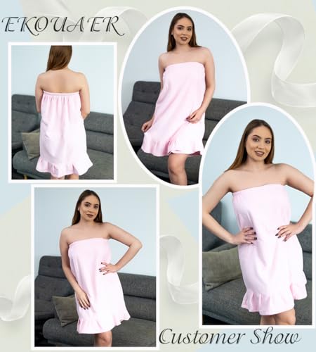 Ekouaer Towel Wrap for Women With Velcro Ruffle Wrap Robes - image 2