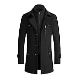 [Ｋａｙｉｙａｓｕ] チェスターコート メンズ 冬服 トレンチコート ウール ジャケット ステンカラー 大きいサイズ 厚手 無地 防風 防寒 ビジネス 春秋冬 紳士服(XL ブラック)