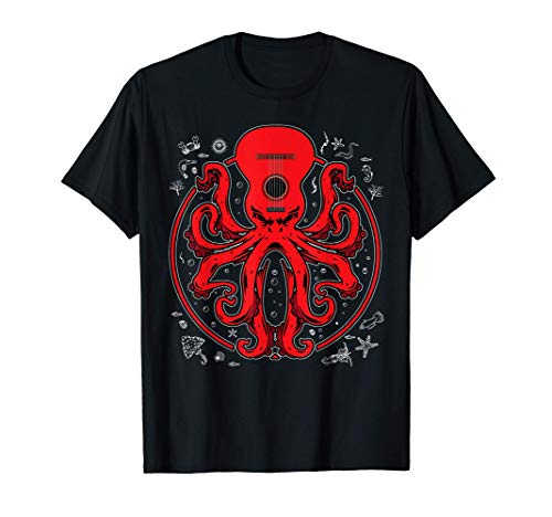 Octopus Guitar Tshirt Music Kraken Electric Bass Guitarist T-Shirt