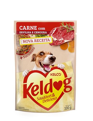 Pack de Ração Úmida Cães Keldog Sachê Carne, Ervilha e Cenoura - 20 unidades 100g