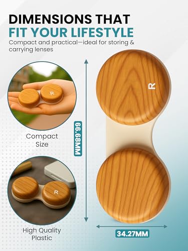 SPORTS WORLD VISION 3pcs OptiCool Contact Lens Cases - Wood Effect Design Contact Lenses Case Box - Cute Screw Top Contact Solution Holder Same Style Per Order - Thumbnail 5