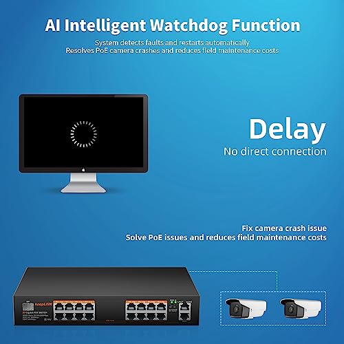 keepLiNK 18 Port Gigabit PoE Switch, 16 Gigabit PoE+ Ports, 2 Gigabit Uplink, 1 SFP Slot, 240W 802.3af/at - Image 3