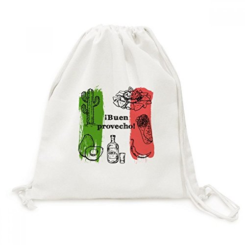 Toile drawstring backpack Mexique avec motif cactus et sketch cuisine pour voyage