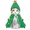 Vellibring Cat Christmas Outfit Pet Cloak wit...