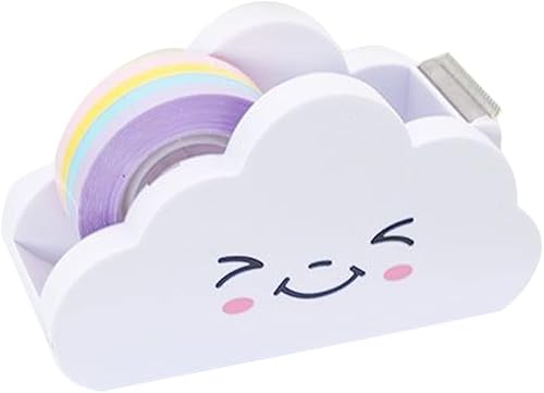 Miniatura 1 de Cinta adhesiva, 1 juego de dispensador creativo de cinta de nube con cinta adhesiva de arco iris, dispensador de cinta en forma de nube, cortador de