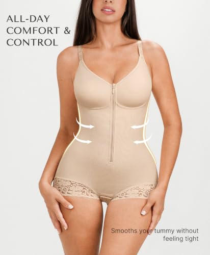 Image of SHAPELLX Faja Body Shaper for Women, Zipper Shapewear Bodysuit