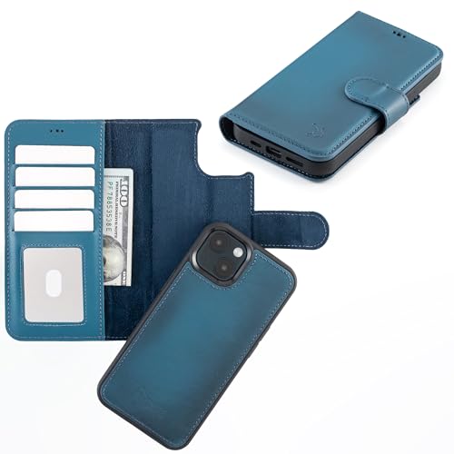 Étui magnétique amovible iPhone 13 cuir véritable avec béquille utile