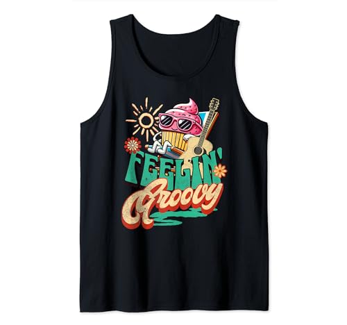 Retro Summertime Feeling Groovy Vibes Para Cupcake Mujeres Hombres Camiseta sin Mangas