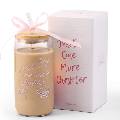 KORHONEN Bow Book Lover Gifts for Women, Bookish Lover Glass Cup Gifts