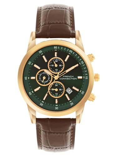 Image of French Connection Cedric Green Round Dial Mens Mult Function Watch FCN093NBL