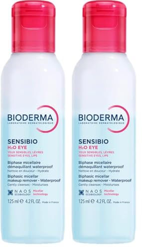 BIODERMA Sensibio H2O Eye - Biphasic Micellar Water Waterproof Makeup Remover, 125ml (Pack of 2)