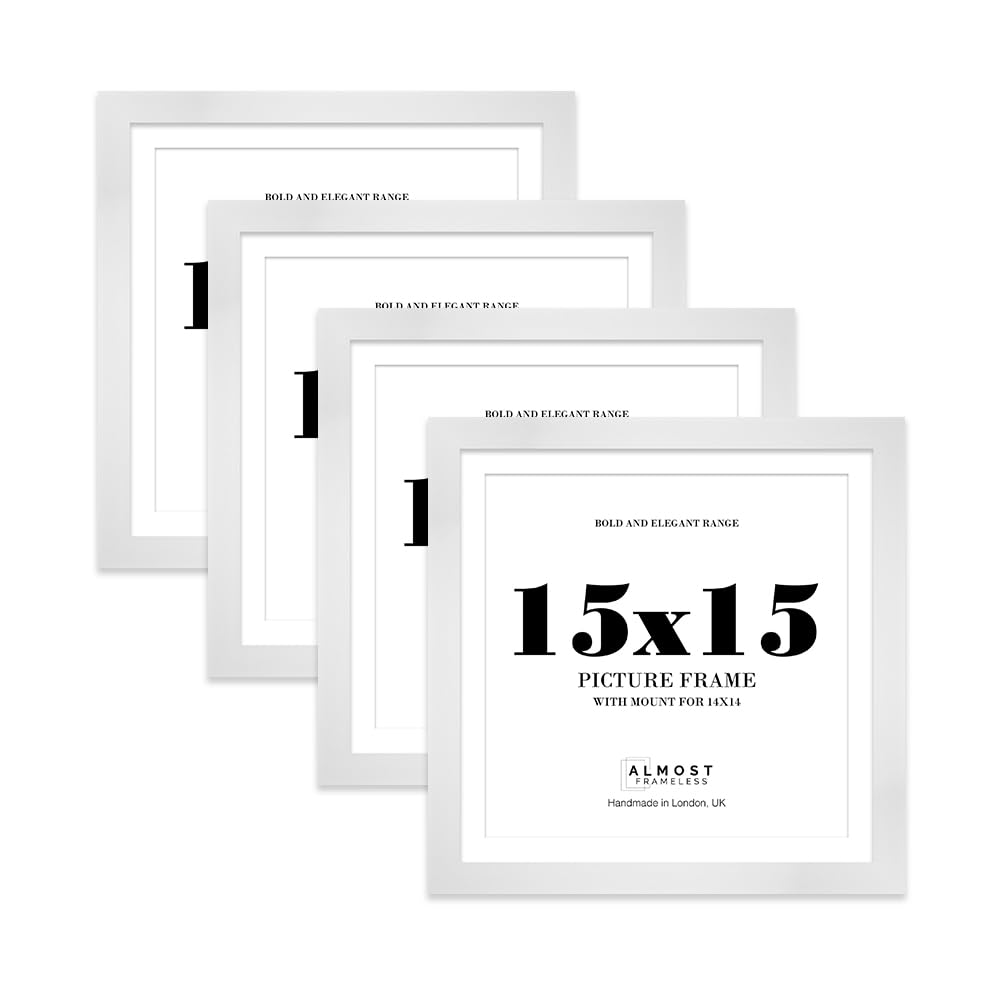 15x15" White Square Frame With Mount for 14x14" Pictures 28mm Edge Frame Display with Wall Hooks, 4 Pack โ image 1