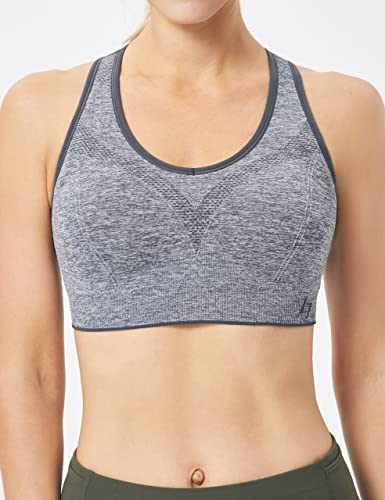 Fittin Cross Back Sports Bras For Women - Seamless Sports Bra With Removable Padded For Yoga Gym Workout D-Grey #TOP1