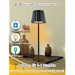 Led Tischleuchte Kabellos mit 3 Lichtfarben, 2 Stück Outdoor Tischlampe Kabellos IP54 Wasserdicht, Led Tischlampe Akku USB Aufladbar Einstellbare Helligkeit für Wohnzimmer, Camping, Bar – Bild 5