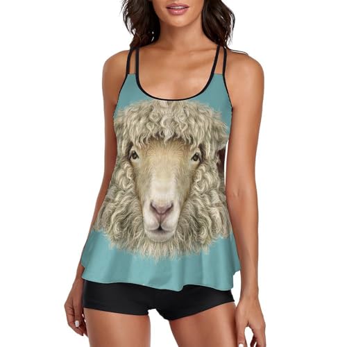 Tankini femme avec short de garçon sculptant et robe de plage intégrée