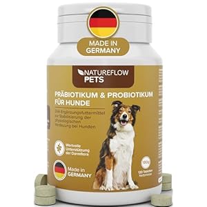 Probiotics Intestinal Restoration for the Dog – Premium Quality Made in Germany – Probiotics Dog – 120 Tablets for Improved Digestion & Immune System – Dog Build Intestinal Flora with Natureflow Pets