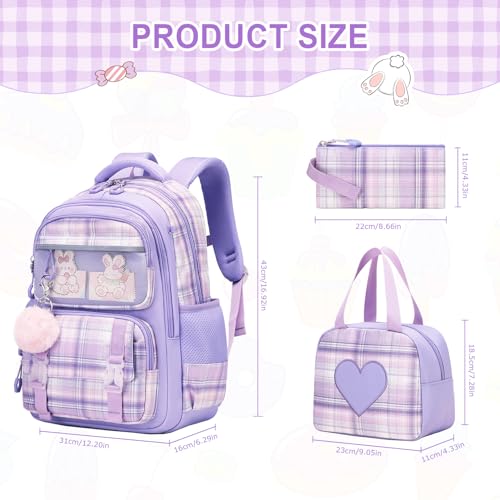 Bevalsa Mochila escolar para meninas, crianças, adolescentes, ensino fundamental, ensino médio, estu