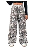 SOLY HUX Girl's Camo Wide Leg Pants Drawstring Waist Baggy Sweatpants with Pocket Multicolored 11Y