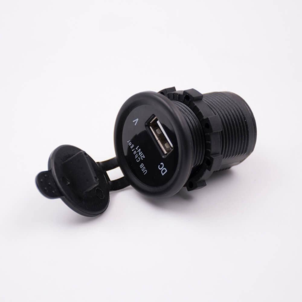5V 2.1A Single USB Car Charger Socket with Dust Cover Voltage Digital Display for Marine Truck Motorcycle Car etc