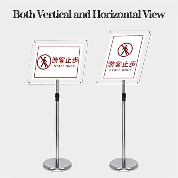 Acryl bord houder poster teken stand staande bord houders, verstelbare voetstuk posterstandaard met zware ronde basis, zowel verticaal als horizontaal bord weergegeven (kleur: goud, maat: A2)