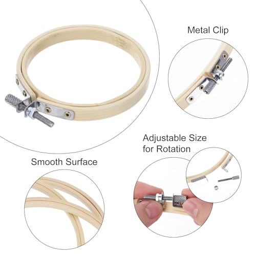 Image of MECCANIXITY 12 Pieces 3 Inch Embroidery Hoops Adjustable Round Bamboo Circle Cross Stitch Hoops Ring for Art Craft Handy Sewing Needlework DIY Decoration
