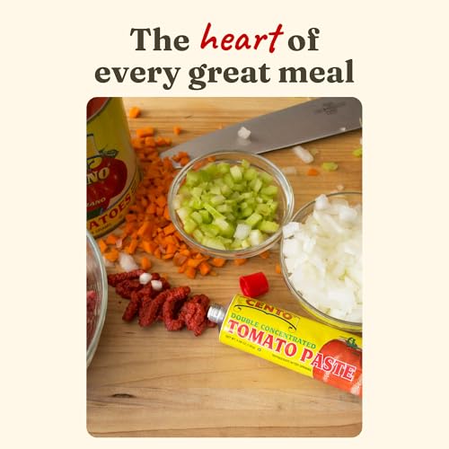 Cento Tomato Paste, 4.56 Oz Tube (Pack of 12) Double Concentrated, Thick Paste from Red, Ripe Tomatoes, Grown and Processed in Italy - Non-GMO, Gluten-Free, BPA Free, Low Sodium