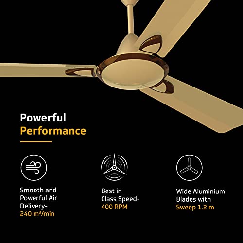 Image of V Guard Gatimaan Plus As Ultra High Speed Fan Ceiling Fan For Home|100% Copper Motor|High-Performance 3-Blade Ceiling Fan|Advanced Coating For Extraordinary Rust Resistance|Imperial Gold|1200Mm